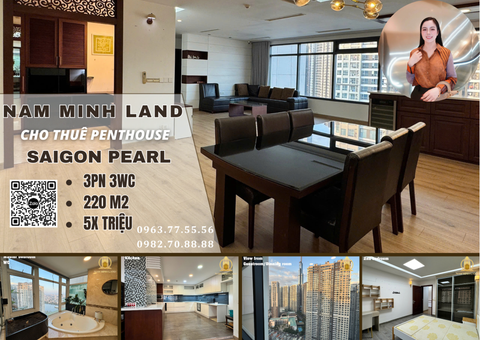  Cho thuê căn hộ Saigon Pearl Penthouse 220m2- Căn hộ đẳng cấp dành riêng cho bạn 