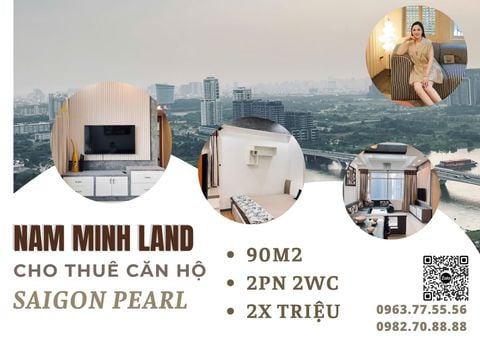  Cho thuê căn hộ Saigon Pearl 2 phòng ngủ 90m2- View sông, nhà đẹp, giá bao phí quản lí 