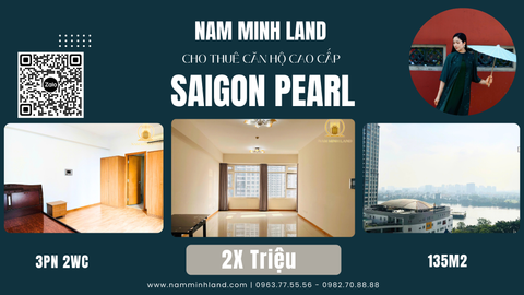  Cho thuê căn hộ Saigon Pearl 3 phòng ngủ 135m2- View xéo sông cực kì mát mẻ 