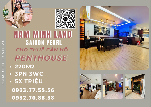  Cho thuê căn hộ Saigon Pearl Penthouse 220m2- Căn hộ đẳng cấp dành riêng cho bạn 