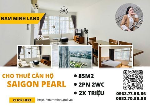 Cho thuê căn hộ Saigon Pearl 2 phòng ngủ 85m2- View xéo sông, tòa ruby đón gió 