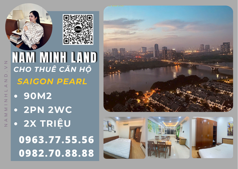 Cho thuê căn hộ Saigon Pearl 2 phòng ngủ 90m2- View sông siêu phẩm 