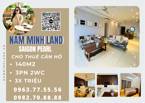  Cho thuê căn hộ Saigon Pearl 3 phòng ngủ 140m2- Nội thất đầy đủ, nhà cực rộng rãi 