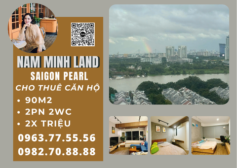  Cho thuê căn hộ Saigon Pearl 2 phòng ngủ 90m2- View sông, đầy đủ nội thất cực xịn 