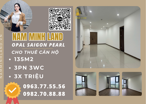  Cho thuê căn hộ Opal Saigon Pearl 3 phòng ngủ 135m2- Nhà trống, view sông 