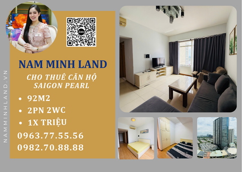  Cho thuê căn hộ Saigon Pearl 2 phòng ngủ 92m2-View sông Sài Gòn thoáng mát, đầy đủ nội thất - Giá 20 triệu 