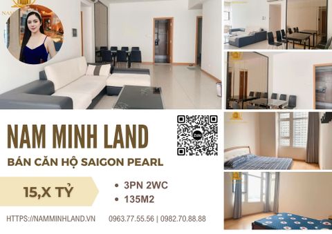  Bán căn hộ Saigon Pearl 3 Phòng ngủ 135m2 - Nhà rộng thoáng mát, gần sông nhiều gió, yên tĩnh 
