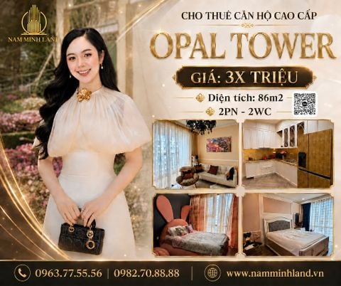  Opal Tower- Cho thuê căn hộ 2 phòng ngủ 86m2 - View tòa Mariana, đầy đủ nội thất tiện nghi, thoáng rộng rãi, view ngắm được pháo hoa. 