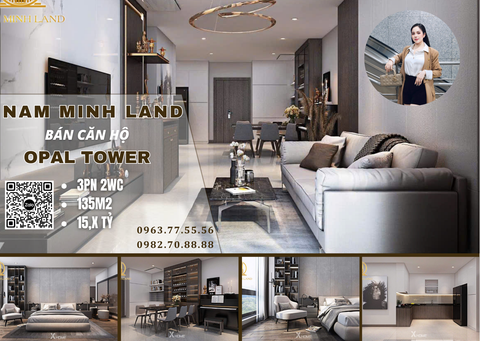  Bán căn hộ Opal Tower 3 phòng ngủ 135m2 - Căn hộ thiết kế cực kì sang trọng, tone màu xám basic 