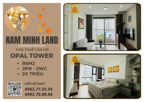  Cho thuê căn hộ Opal Tower 2 phòng ngủ 86m2 - Nội thất hiện đại, nhà rộng thoáng 
