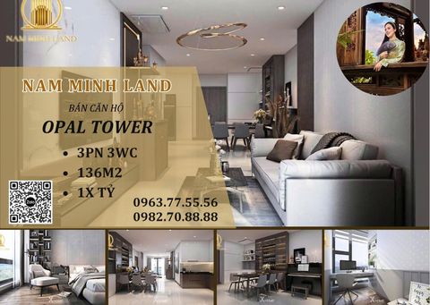  Bán căn hộ Opal Tower 3 phòng ngủ 135m2 - Căn hộ thiết kế cực kì sang trọng, tone màu xám basic 