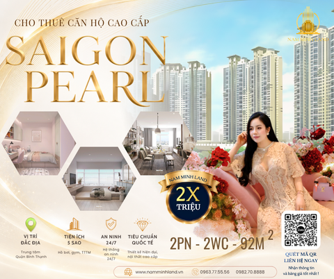  Saigon Pearl - Cho thuê căn hộ 2 phòng ngủ 92m2 , Tầng trung 