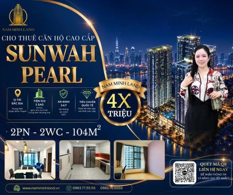  Cho thuê căn hộ Sunwah Pearl 2 phòng ngủ 104m2- Nhà trống sẵn, không gian rộng rãi 