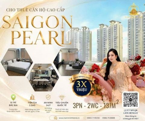 Cho thuê căn hộ Saigon Pearl 3 phòng ngủ 137m2 - View sông cực đẹp - Giá tốt có thể vào ở ngay 