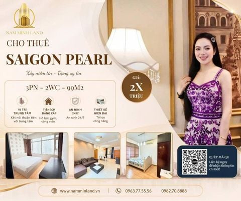  Cho thuê căn hộ Saigon Pearl 3 phòng ngủ 99m2 - Nhà đẹp, đầy đủ nội thất 