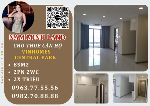  Cho thuê căn hộ Vinhomes Central Park 2 phòng ngủ 85m2- Nhà đẹp giá tốt 