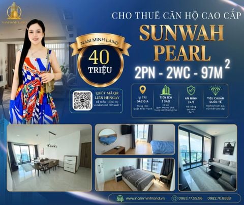  Cho thuê căn hộ Sunwah Pearl 2 phòng ngủ - Căn hộ sang trọng, view thành phố thoáng đãng 