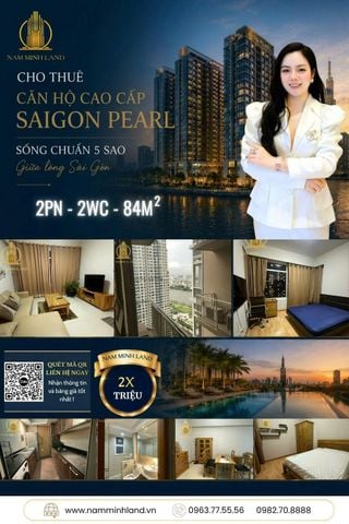  Cho thuê căn hộ Saigon Pearl 2PN 84m2 - Tầng cao view nhìn thành phố 