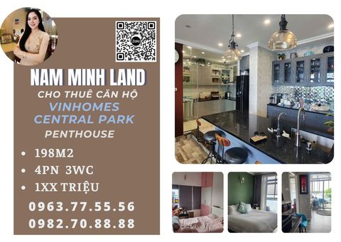  Cho thuê căn hộ Vinhomes Central Park Penthouse 198m2 4 Phòng ngủ- Căn hộ siêu phẩm tòa Vinhomes, khu đô thị sầm uất 