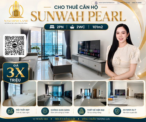 Cho thuê căn hộ Sunwah Pearl - 2 phòng ngủ 101m2- Nội thất đầy đủ, không gian thoáng mát, view ngắm trọn Villa SaiGon Pearl 