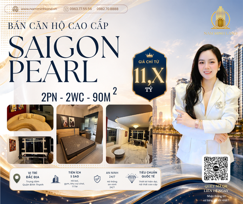  Bán căn hộ Saigon Pearl 2 Phòng ngủ 90m2 - Tầng cao, view sông Sài Gòn cực đẹp 