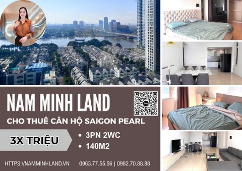  Cho thuê căn hộ Saigon Pearl 3 Phòng ngủ 140m2 - diện tích lớn view sông đẹp 