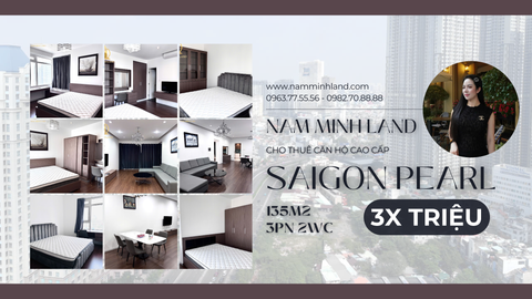  Cho thuê căn hộ Saigon Pearl 3 phòng ngủ 135m2- Tầng cao view thoáng đãng, full nội thất tone nâu xám hiện đại 