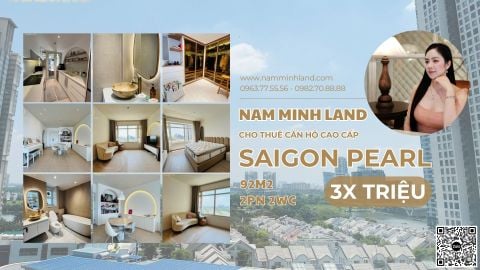  Cho thuê căn hộ Saigon Pearl 2 phòng ngủ 92m2 - Căn hộ thiết kế hiện đại, sang trọng, nội thất mới cao cấp 
