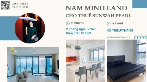  Cho thuê căn hộ Sunwah Pearl 2 phòng ngủ 105m2 - Layout ban công 6 cánh, view sông hoa hậu đẹp nhất dự án 