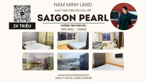  Cho thuê căn hộ Saigon Pearl 3 phòng ngủ 100m2- View sông ngắm trọn pháo hoa trong tầm mắt 