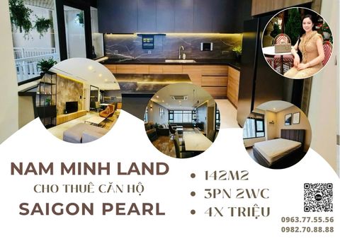  Cho thuê căn hộ Saigon Pearl 3 Phòng ngủ 142m2- View sông thoáng mát, full nội thất 