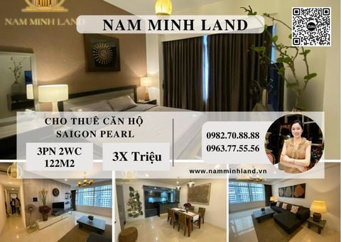  Cho thuê căn hộ Saigon Pearl 3 Phòng ngủ 125m2 - Tầng cao view đẹp 