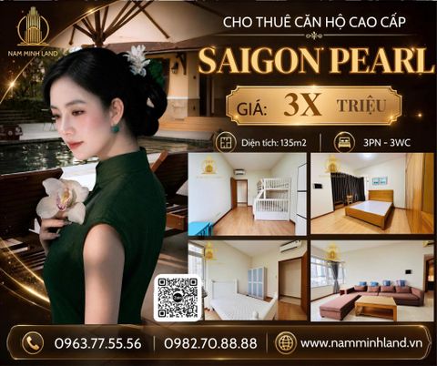  Cho thuê căn hộ Saigon Pearl 3 phòng ngủ 135m2- nhà đẹp, tiện nghi 