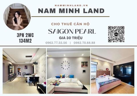  Cho thuê căn hộ Saigon Pearl 3 phòng ngủ 134m2- Nhà đẹp, dọn vào ở ngay 