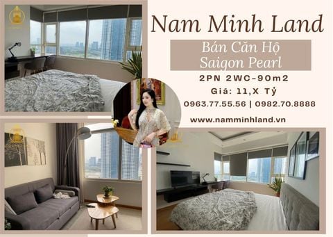  Bán căn hộ Saigon Pearl 2 phòng ngủ 90m2 - view sông, nội thất đẹp 
