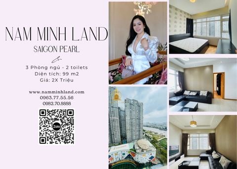  Cho thuê căn hộ Saigon Pearl 3 phòng ngủ 99m2 - Nhà đẹp, đầy đủ nội thất 