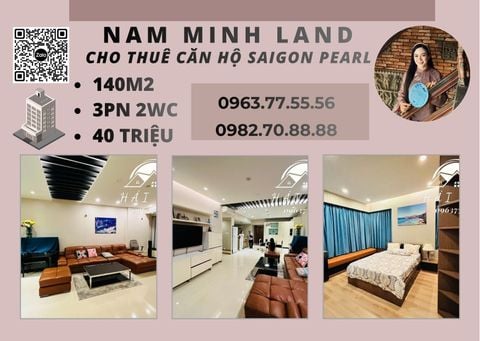  Saigon Pearl - Cho thuê căn hộ 3 phòng ngủ 145m2, nhà rộng rãi tầng cao, đầy đủ nội thất 