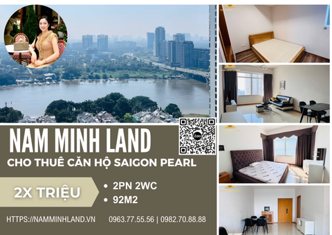  Cho thuê căn hộ Saigon Pearl 2 phòng ngủ 92m2- View sông thoáng mát 