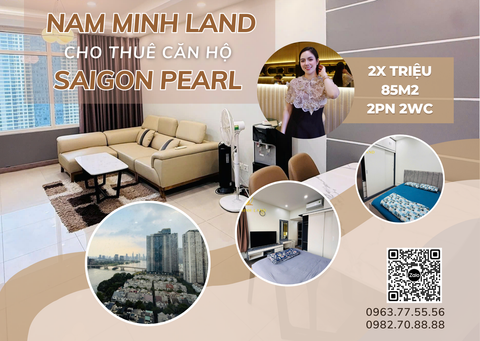  Cho thuê căn hộ Saigon Pearl 2 phòng ngủ 85m2- Full nội thất cao cấp, view sông tuyệt đẹp 