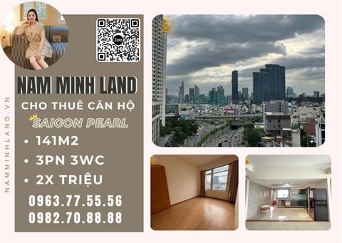  Cho thuê căn hộ Saigon Pearl 3 phòng ngủ 141m2 - View sông ngắm pháo hoa rực rỡ 