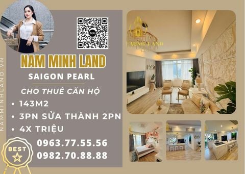  Cho thuê căn hộ Saigon Pearl 3 phòng ngủ 143m2 - Căn hộ rộng view sông ngắm pháo hoa đắt giá 
