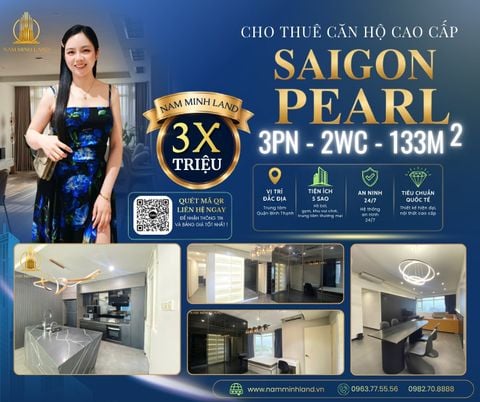  Saigon Pearl - Cho thuê căn hộ 3 phòng ngủ 133m2 - View sông thoáng mát, nội thất sang trọng 