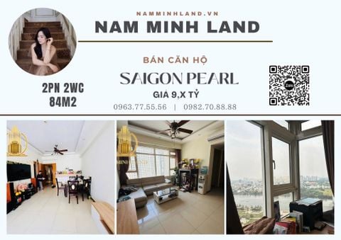  Bán căn hộ Saigon Pearl 2 phòng ngủ 84m2 - Căn hộ view xéo sông, cực thoáng 