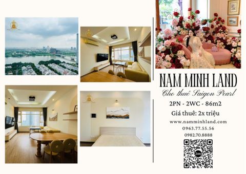  Saigon Pearl - Cho thuê căn hộ 2 phòng ngủ 86m2, tầng trung, view sông - Giá 25 triệu net 