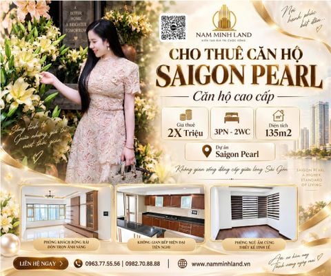  Cho thuê căn hộ Saigon Pearl 3 phòng ngủ 135m2 - Nhà trống dễ decor theo ý thích 