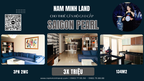  Saigon Pearl - Cho thuê căn hộ 3 phòng ngủ, Tầng cao view thoáng mát, đầy đủ nội thất - Giá 35 triệu 