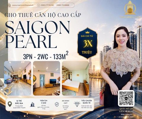  Saigon Pearl - Cho thuê căn hộ 3 phòng ngủ 133m2 - View thoáng mát, nhà đẹp 