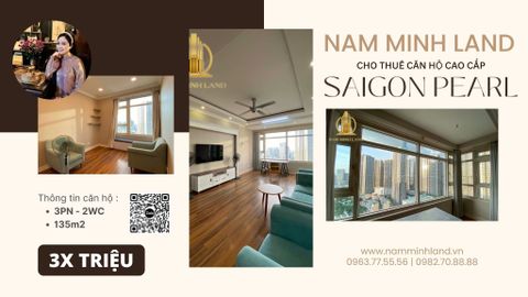  Cho thuê căn hộ Saigon Pearl 3 phòng ngủ 135m2 - Nội thất siêu mới, ở là thích mê 