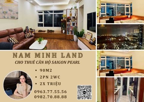  Cho thuê căn hộ Saigon Pearl 2 phòng ngủ 92m2- View sông thoáng mát, chỉ cần xách vali vào ở 