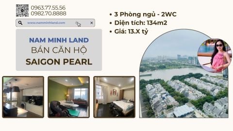  Bán căn hộ 3 phòng ngủ Saigon Pearl 134m2- View sông cực hiếm, căn hộ view sông giá tốt nhất thị trường 